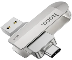 Pendrive 64GB USB 3.0 (USB A + USB C) Hoco UD10 sidabrinis