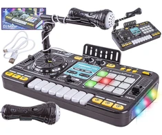 Vaikiška DJ konsolė su mikrofonu ir LED apšvietimu