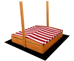 Vaikiška medinė smėlio dėžė su baldakimu Baby Mix 120x120 cm raudona-balta