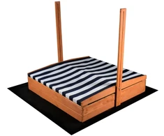 Vaikiška medinė smėlio dėžė su baldakimu Baby Mix 120x120 cm, mėlyna ir balta