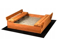 Vaikiška medinė smėlio dėžė su uždengimu ir suolais Baby Mix 100x100 cm
