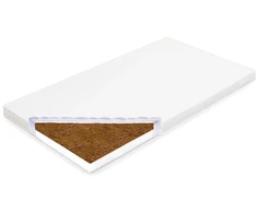 Vaikiškas čiužinys New Baby BASIC 120x60x5 cm baltas, iš kokoso pluošto ir putų poliuretano