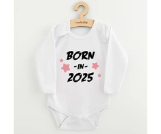 Vaikiškas margintas bodis New Baby BORN IN 2025 rožinis