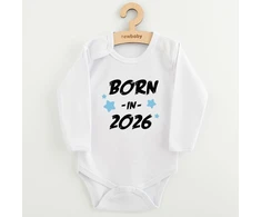 Vaikiškas margintas bodis New Baby BORN IN 2026 mėlynas