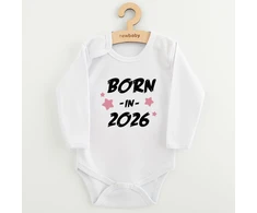 Vaikiškas margintas bodis New Baby BORN IN 2026 rožinis