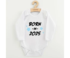 Vaikiškas spausdintas bodis New Baby BORN IN 2025 mėlynas
