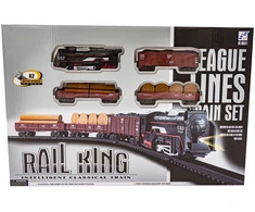 Žaislinis traukinys Rail King su garvežiu ir 3 vagonais