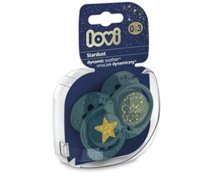 LOVI 22/892 Dinaminis silikoninis čiulptukas 0-3 m 2 vnt Stardust žalias