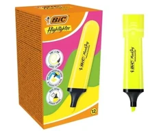 Žymeklis geltonas neoninis BIC 12 vnt