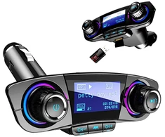 Automobilinis FM transmiteris su Bluetooth, 2 USB, Micro SD ir ekranu