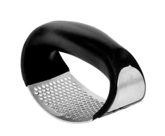 Česnakų spaustuvas iš nerūdijančio plieno, ergonomiška rankena, juodas