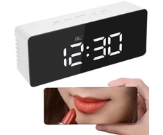 Elektroninis stalinis žadintuvas su veidrodiniu LED ekranu ir termometru, 14x5,5x3,6 cm