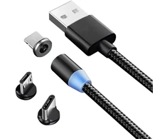 Magnetinis įkrovimo kabelis 3 in 1: Micro USB / Type-C / Lightning, 1 m