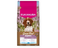 Eukanuba begrūdis Puppy S/M begrūdis sausas maistas mažų ir vidutinių veislių šuniukams su žuvimi, 12 kg