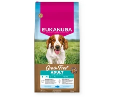 Eukanuba begrūdis Adult S/M begrūdis sausas maistas mažų ir vidutinių veislių šunims su žuvimi, 12 kg