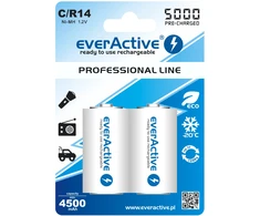 everActive Professional paruoštas naudojimui 5000mAh C akumuliatorius, 2 vnt.