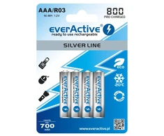 everActive Sidabrinis Line paruošta naudojimui 800mAh AAA akumuliatorius, 4 vnt.