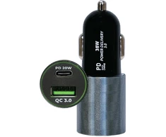 Rocket 38W automobilinis USB QC3.0 ir USB-C PD įkroviklis