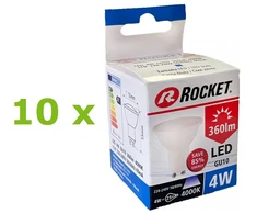 Rocket 4W GU10 360lm 4000K A+ LED lemputė, 10 vnt.