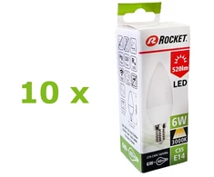 Rocket 6W E14 520lm 3000K A+ LED lemputė, 10 vnt.
