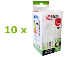 Rocket 8W E27 720lm 3000K A+ LED lemputė, 10 vnt.