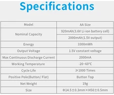 Xtar 1,5V 2200mAh AA įkraunamas elementas, 4 vnt. + dėklas