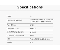 Xtar 4 x Ni-MH ir 1,5V Li-ion AA/AAA akumuliatorių kroviklis L4