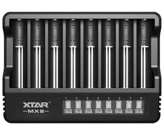 Xtar 8 x Ni-MH ir 1.5/3.6/3.7V Li-ion akumuliatorių kroviklis su LCD ekranu MX8