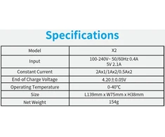 Xtar universalus 2 x Li-ion ir Ni-MH akumuliatorių įkroviklis su LCD ekranu X2