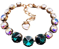 Diamond Sky Jewelry Apyrankė moterims DiamondSky „Vortex II (Emerald, Aurora Borealis)“ su Swarovski kristalais