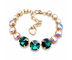 Diamond Sky Jewelry Apyrankė moterims DiamondSky „Vortex II (Emerald, Aurora Borealis)“ su Swarovski kristalais