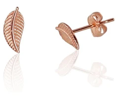 Diamond Sky Jewelry Auksiniai auskarai-vinukai „Auksinis Lapas VII“