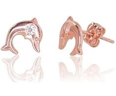 Diamond Sky Jewelry Auksiniai auskarai-vinukai su cirkoniais „Delfino Meilė XIII“