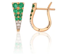 Diamond Sky Jewelry Auksiniai auskarai su deimantais ir smaragdais „Skylar III“