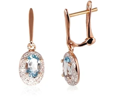 Diamond Sky Jewelry Auksiniai auskarai su deimantais ir topazais „Saulutė“