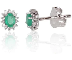 Diamond Sky Jewelry Auksiniai auskarai su deimantais ir smaragdais „Ferro III“