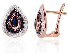 Diamond Sky Jewelry Auksiniai auskarai su deimantais ir safyrais „Royal II“