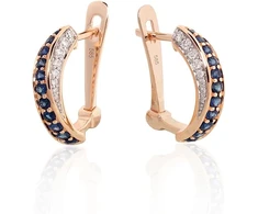 Diamond Sky Jewelry Auksiniai auskarai su deimantais ir safyrais „Safyrų melodija“