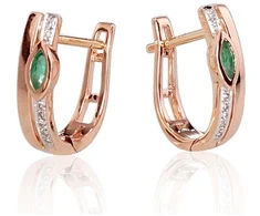 Diamond Sky Jewelry Auksiniai auskarai su deimantais ir smaragdais „Dangaus Dovana III“