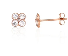 Diamond Sky Jewelry Auksiniai auskarai-vinukai su cirkoniais „Auksinė Gėlė“