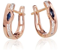 Diamond Sky Jewelry Auksiniai auskarai su deimantais ir safyrais „Dangaus Dovana“