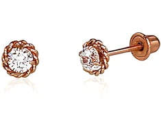 Diamond Sky Jewelry Auksiniai auskarai-vinukai su cirkoniais „Auksinė Gėlė XXX“