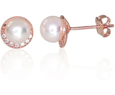 Diamond Sky Jewelry Auksiniai auskarai-vinukai su cirkoniais ir perlais „Sielos Veidrodis VII“