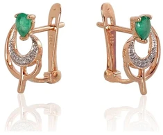 Diamond Sky Jewelry Auksiniai auskarai su deimantais ir smaragdais „Groteks V“