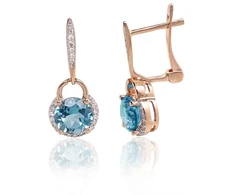 Diamond Sky Jewelry Auksiniai auskarai su deimantais ir topazais „Aušros Magija“