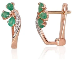 Diamond Sky Jewelry Auksiniai auskarai su deimantais ir smaragdais „Imperatoriaus Karūna IV“