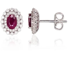 Diamond Sky Jewelry Auksiniai auskarai su deimantais ir rubinais „Ferro V“