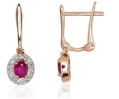 Diamond Sky Jewelry Auksiniai auskarai su deimantais ir rubinais „Sofia V“