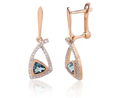 Diamond Sky Jewelry Auksiniai auskarai su deimantais ir topazais „Dangaus Geometrija“