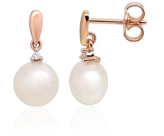 Diamond Sky Jewelry Auksiniai auskarai-vinukai su deimantais ir perlais „Jūrų Valdovė“